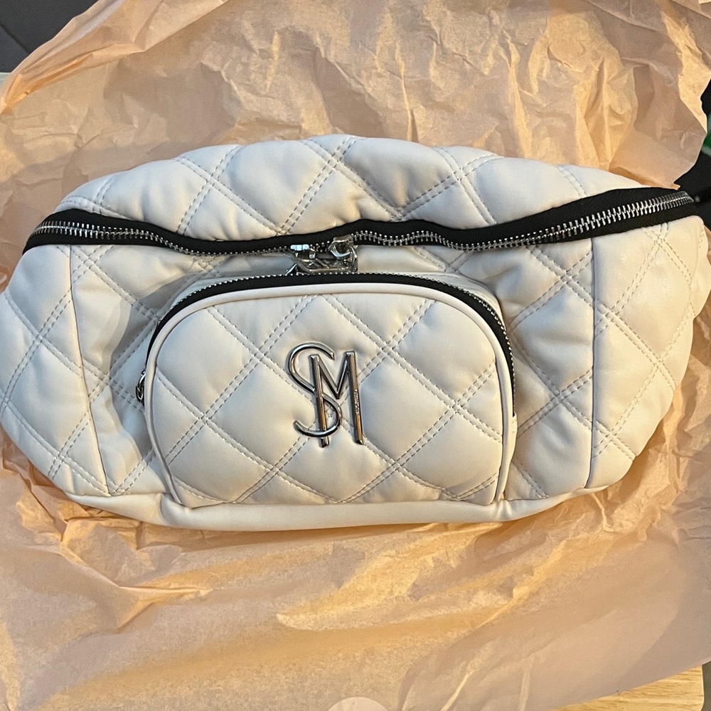 Steve Madden White Quilted Crossbody Bag